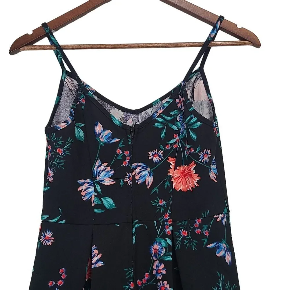 Speechless Fit Flair Skater Strappy Womens Dress Black Floral Size Medium - Picture 5 of 11